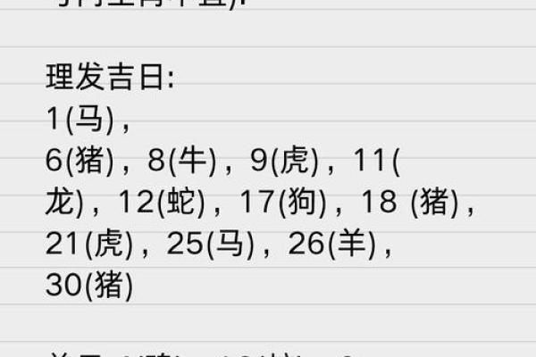 理发吉日2月份查询表